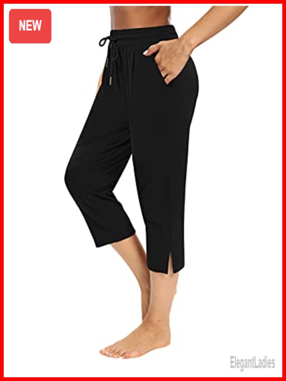 Women's Capri Yoga Pants Loose Workout Joggers Drawstring Sweatpants with